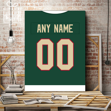 Minnesota Jersey Custom Canvas Print Wall Art for Boy Girl Men Women Hockey Personalized Canvas Art